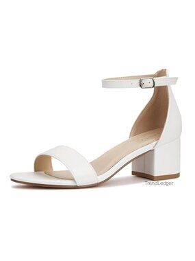 Open Toe Ankle Strap Low Block Chunky Heel Sandals Faux Leather